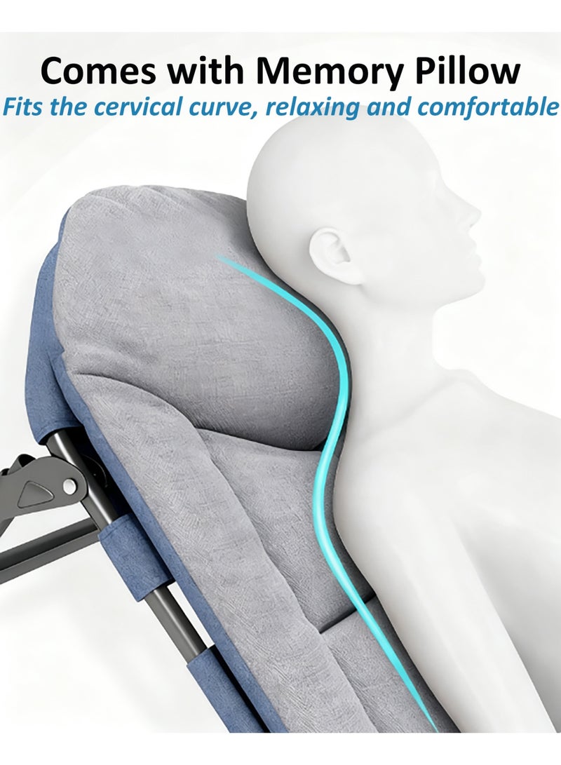 YY-ريشير سرير تخييم قابل للطي محمول مع مرتبة، 66×200 سم، مسند ظهر قابل للتعديل، كرسي استرخاء مكتبي، سرير فردي مريح للاستخدام الخارجي والمنزلي - Image 4